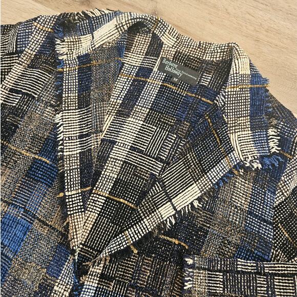 Barbara Holloway Blue Multicolor Chambray Fringe Jacket Medium $395 Minimalist - Picture 4 of 7